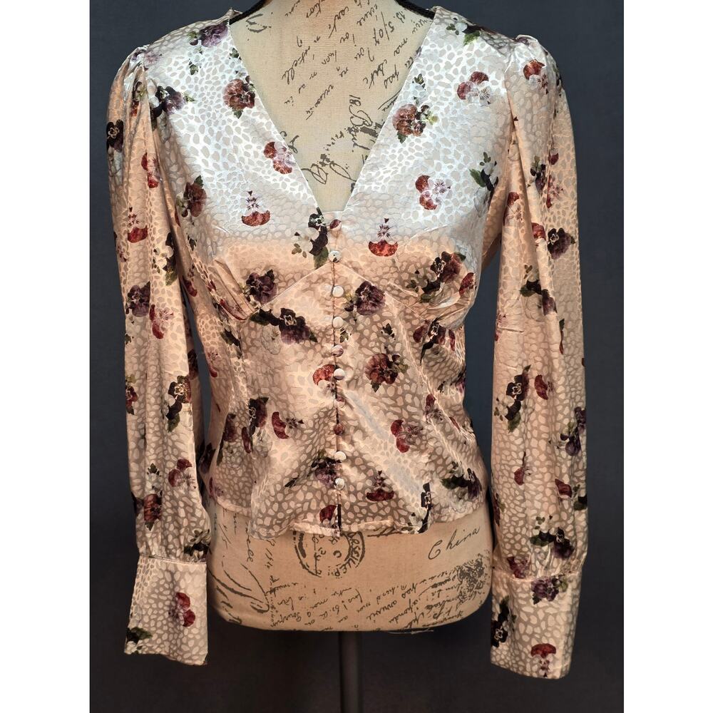 Glamorous Womens Small Blouse Romantic Whimsigoth Fairycore Y2K Satin Feel
